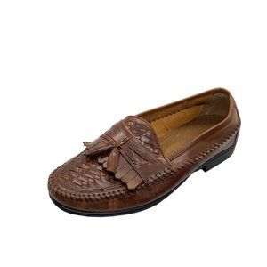 Robert David Mens Brown Woven Kilt Tassled Hand Crafted Leather Loafer Shoe 11 M